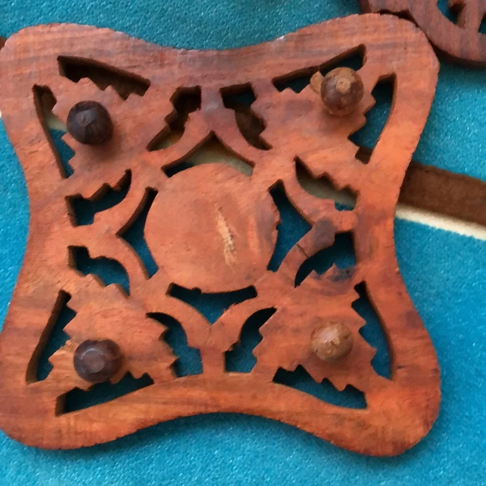 2 SETS SALT & PEPPER  3- CARVED  WOOD TRIVETS   5pc  CARVED  COASTERS S…